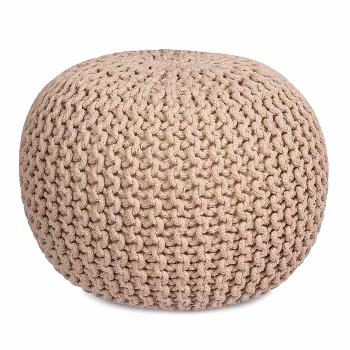 Birdrock Home Round Pouf Footstool Ottoman – Knit Bean Bag Floor Chair