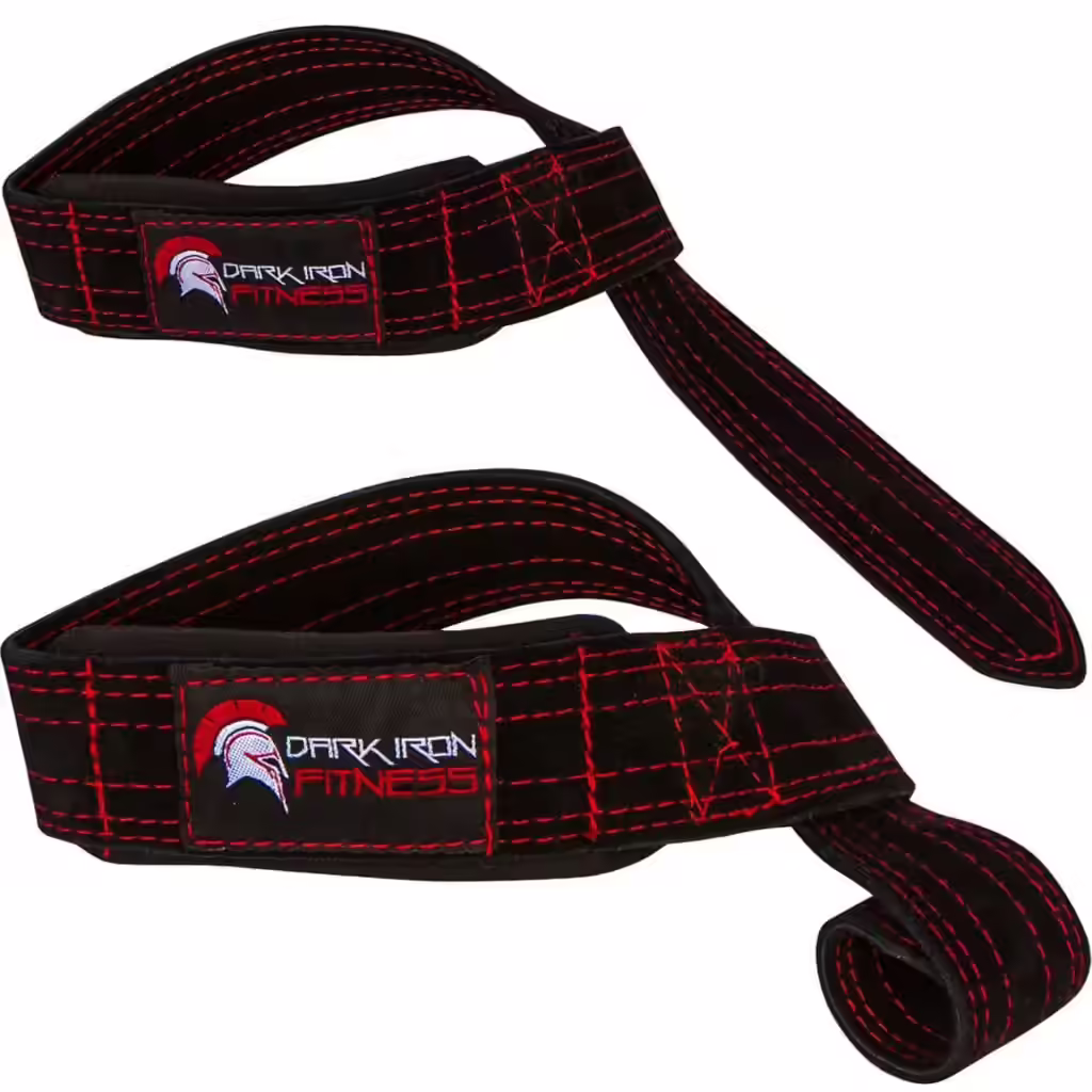 Dark Iron Fitness Weightlifting Leather Suede Lifting Wrist Straps Bundle