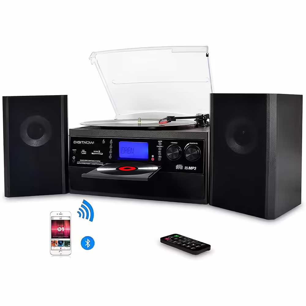 DIGITNOW Bluetooth Record Player Turntable with Stereo Speaker