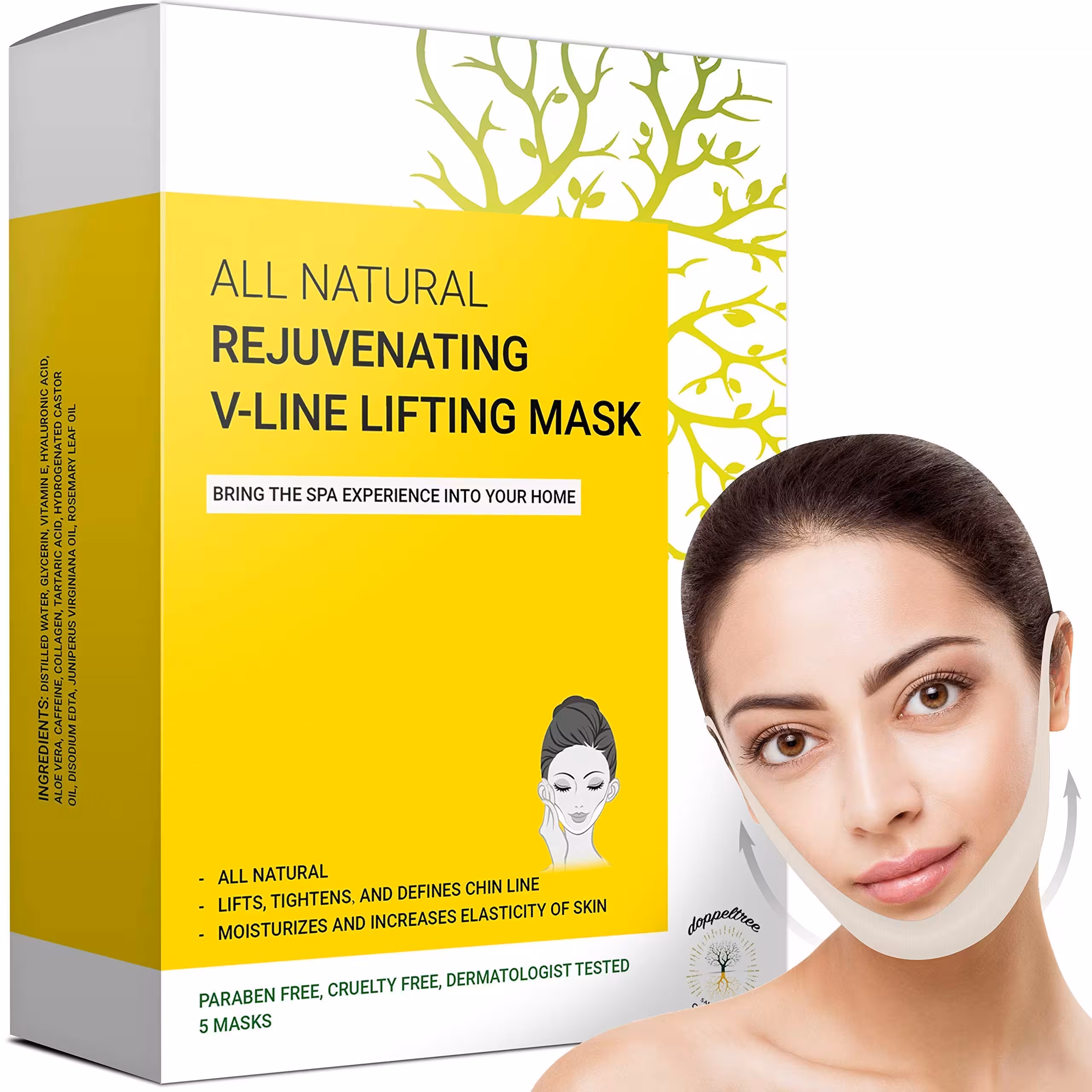 Double Chin Reducer & Remover - V Line Lifting Mask - Face Slimmer - Lifts, Tightens Jawline and Chin - Formulated in San Francisco (5 Masks)