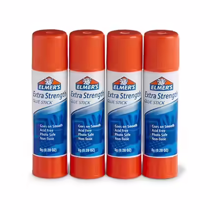 Elmer's Extra Strength Glue Sticks, Washable, 8 Grams, 4 Count