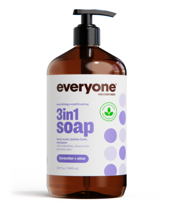 Everyone 3-in-1 Soap, Body Wash, Bubble Bath, Shampoo, 32 Ounce (Pack of 2), Lavender and Aloe, Coconut Cleanser with Organic Plant Extracts and Pure Essential Oils (Packaging May Vary) Lavender and Aloe 32 Ounce, 2 Count