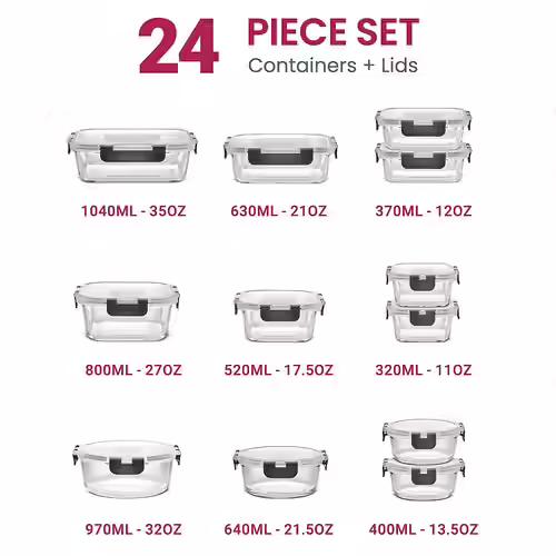 FineDine Airtight Glass Food Storage Containers