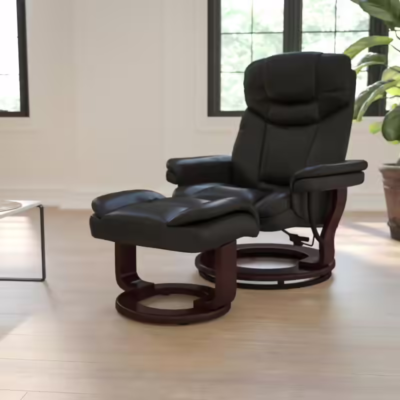 Flash Furniture Contemporary Multi-Position Recliner and Curved Ottoman