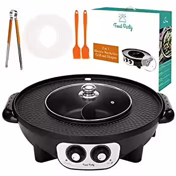 Food Party 2-in-1 Electric Smokeless Grill and Hot Pot