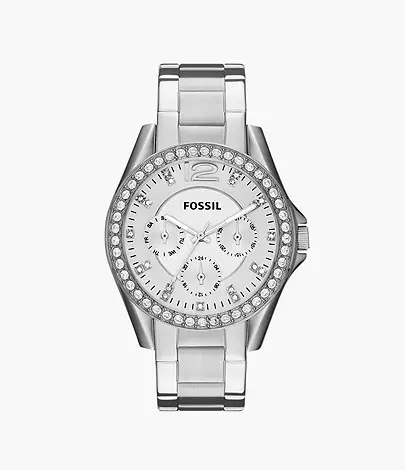 Fossil Women’s Riley Stainless Steel Multifunction Glitz Quartz Watch