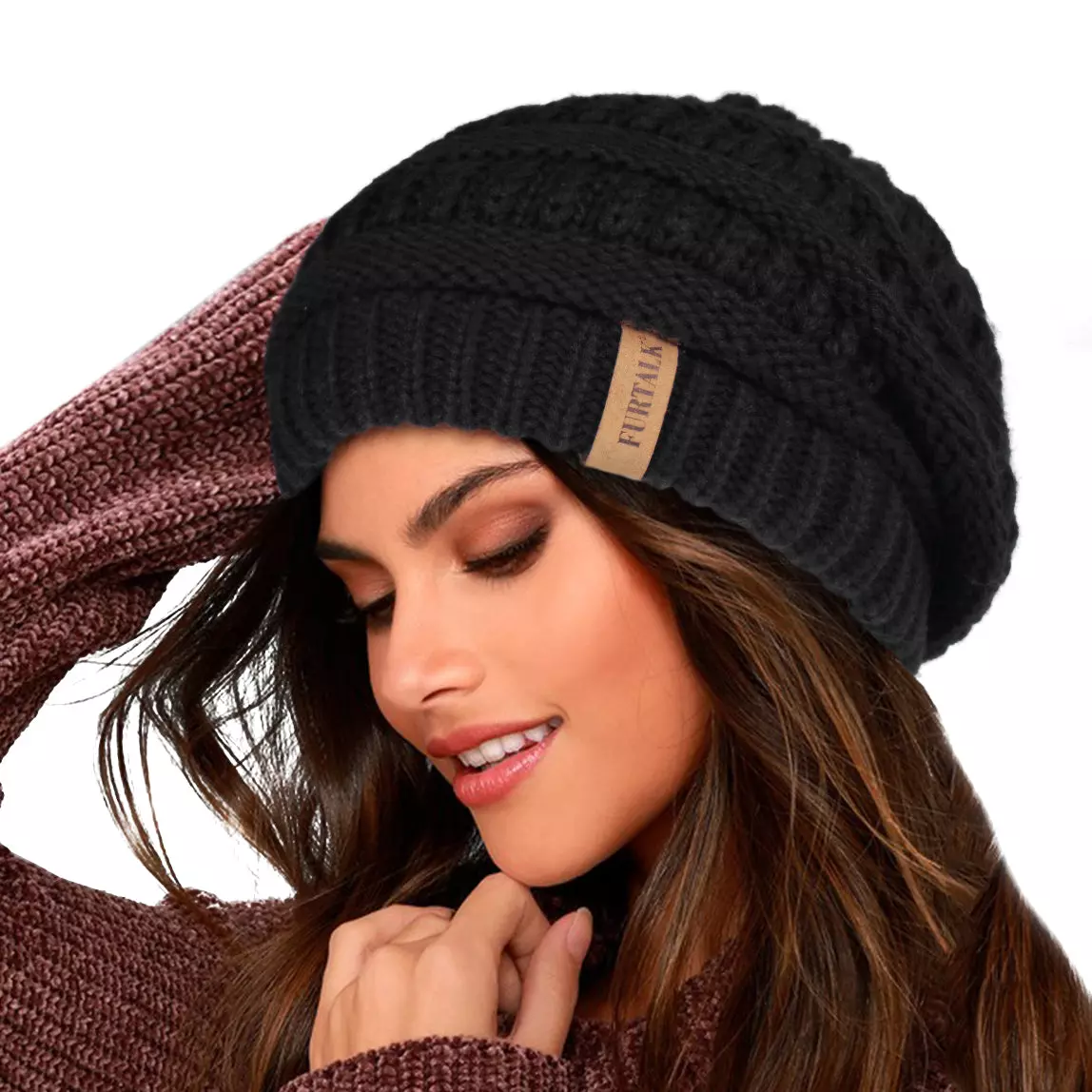 Furtalk Fleece Lined Slouchy Beanie