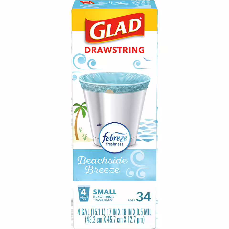 Glad OdorShield Small Drawstring Trash Bags