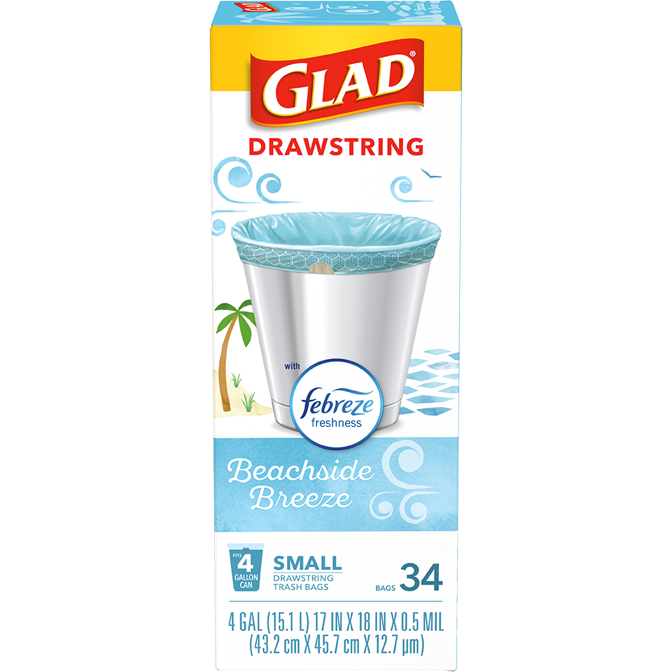 Glad OdorShield Small Drawstring Trash Bags