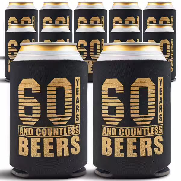 Gold Coastal 60th Birthday Beverage Can Coolers
