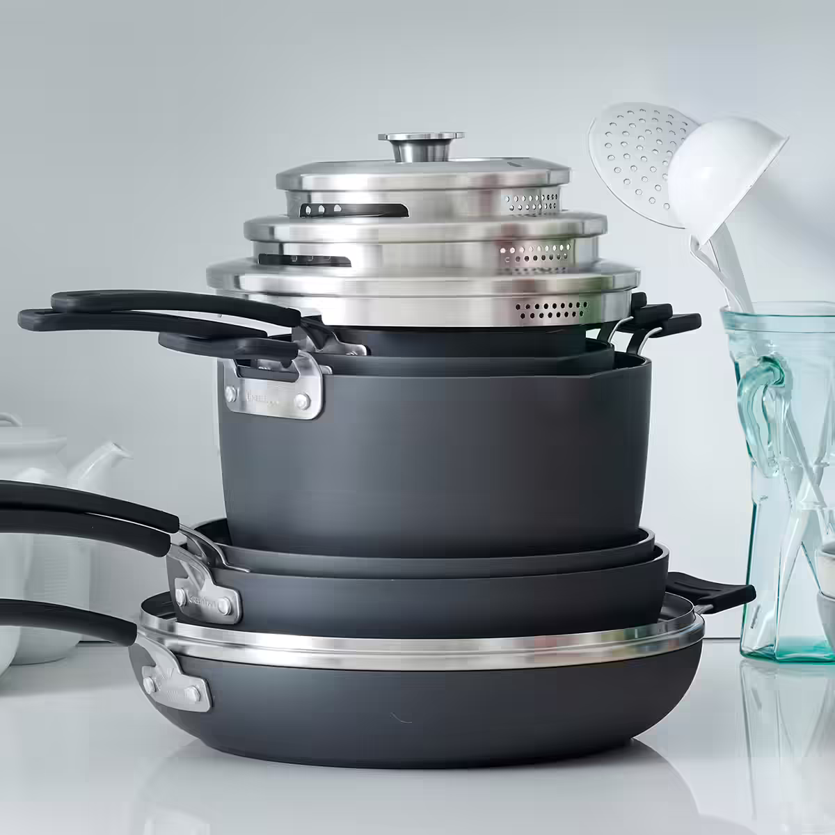 GreenPan Levels Stackable Hard Anodized Ceramic Nonstick Cookware