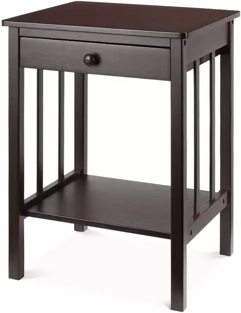 HOMFA Bamboo Night Stand End Table with Drawer and Storage Shelf