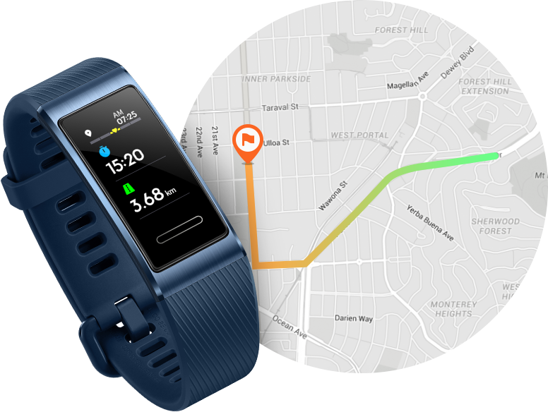 HUAWEI Band 3 Pro All-in-One Fitness Activity Tracker, 5ATM Water Resistance for Swim, 24/7 Heart Rate Monitor, Built-in GPS, Multi-Sports Mode, Sleep Tracking, Blue, One Size Space Blue