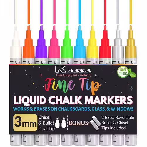 Kassa Fine Tip Liquid Chalk Markers