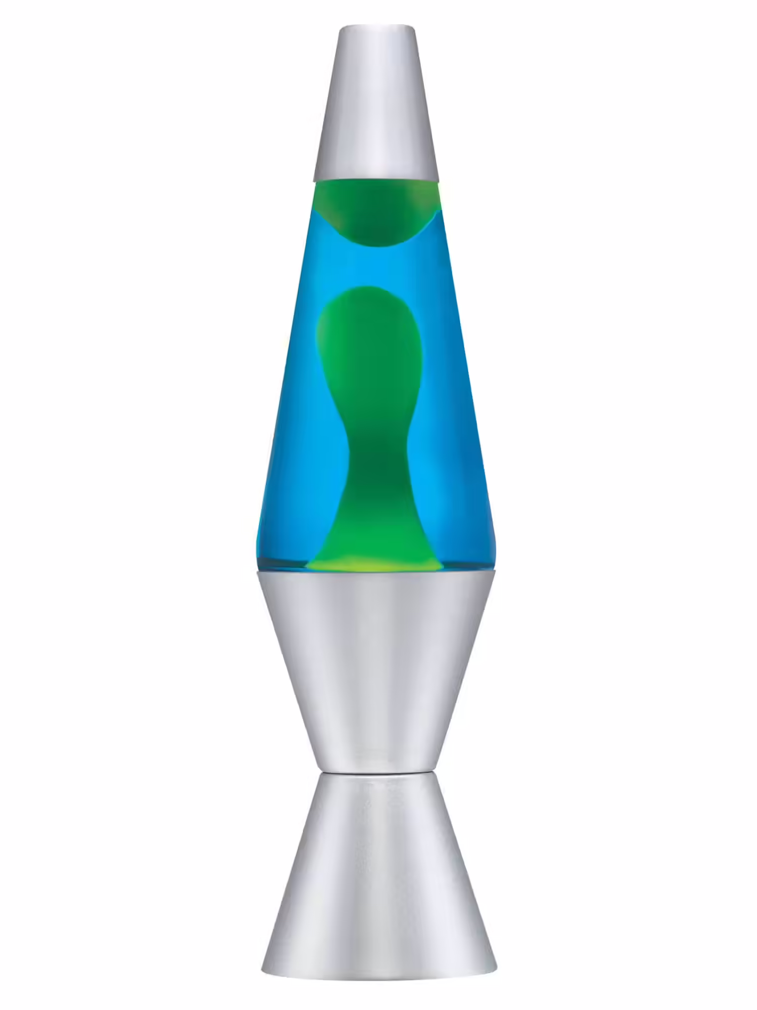 Lava Lite 2124 Silver Base Lamp With Yellow Wax In Blue Liquid