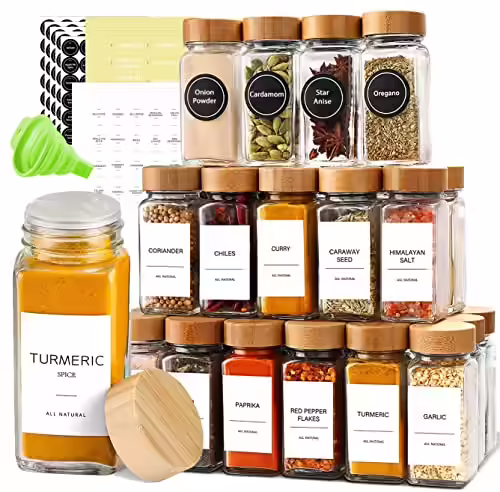 Le’raze Glass Spice Jars With Label Set