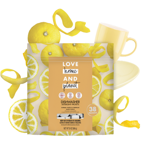 Love Home and Planet Dishwasher Detergent, Citrus Yuzu & Vanilla