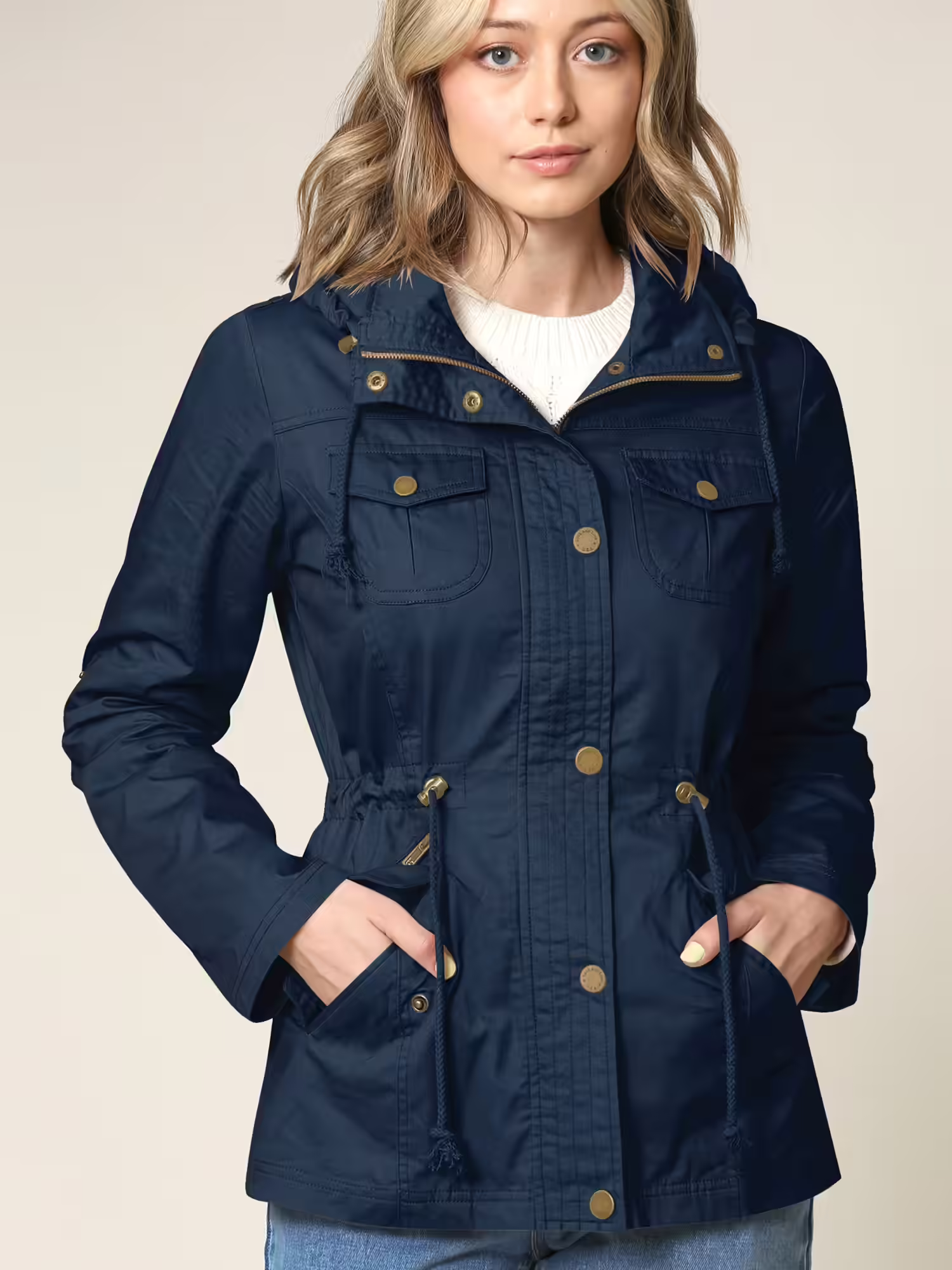 Made By Johnny MBJ Women’s Military Anorak Safari Hoodie Jacket