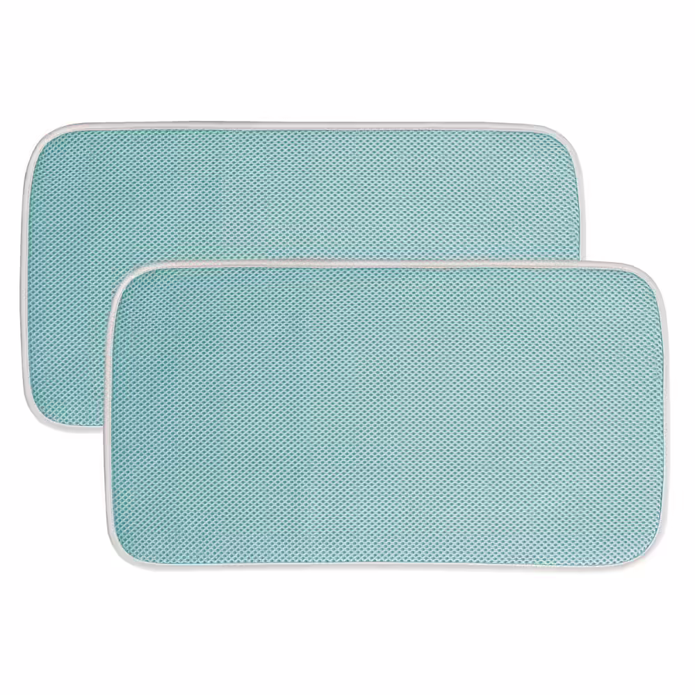 mDesign Reversible Microfiber Dish Drying Mat – Aqua Blue/Ivory