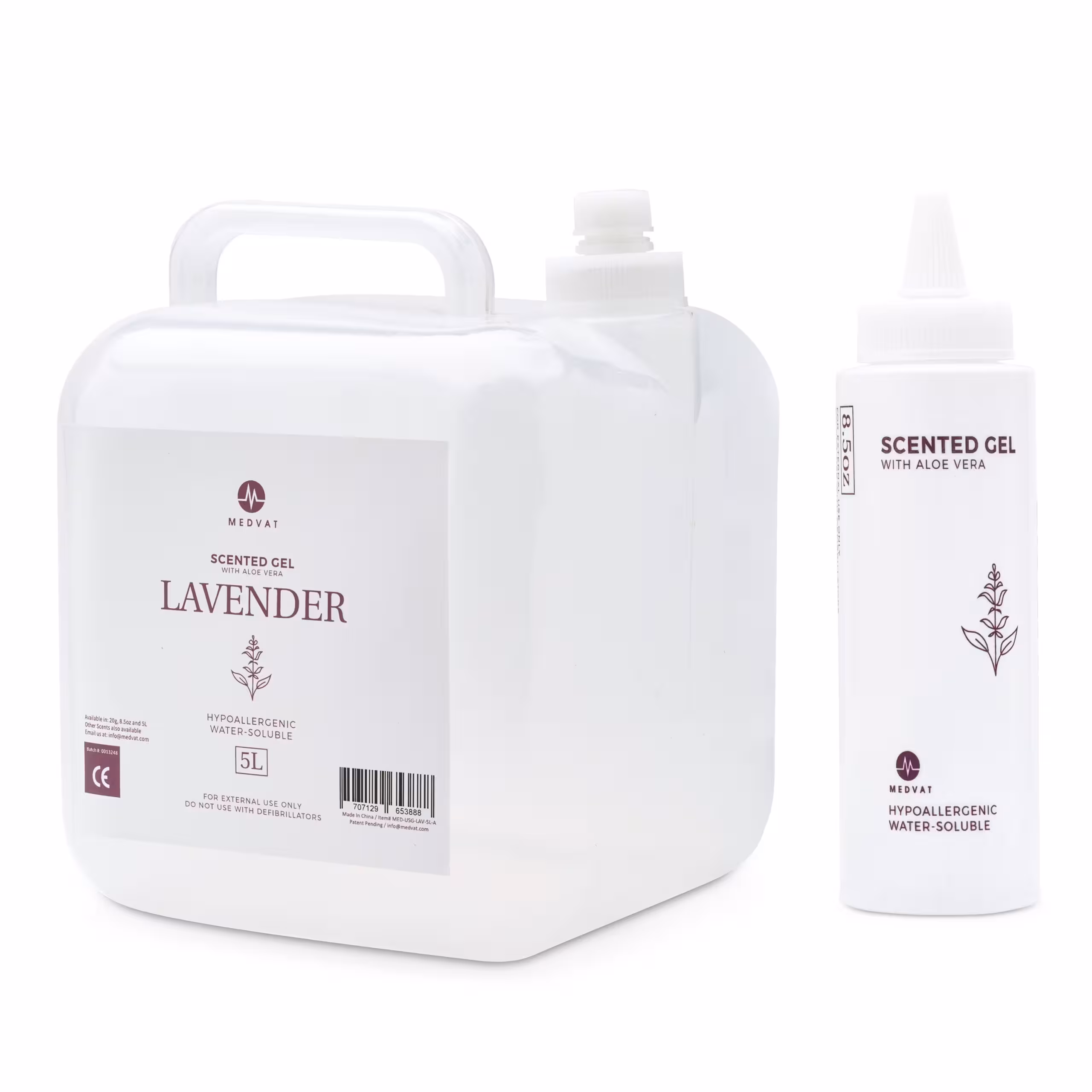 Medvat Clear Transmission Gel - Lavender Scented - 5 Liter Container - Includes 8-oz. Refillable Bottle