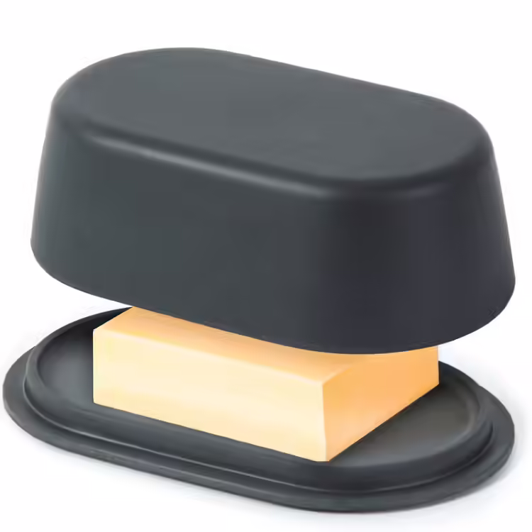 Modern Bamboo Dark Grey Butter Dish with Lid