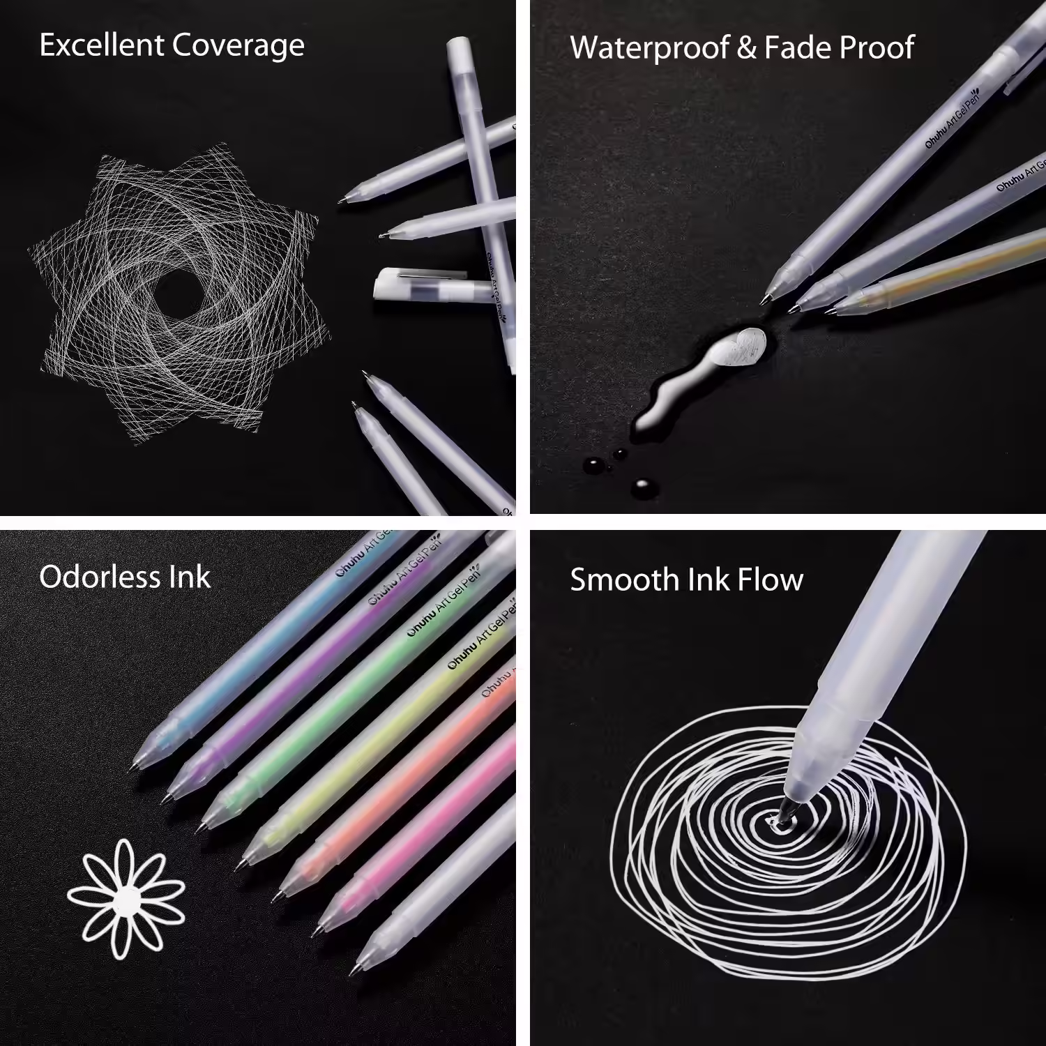 Ohuhu Gold Silver White Gel Ink Pen