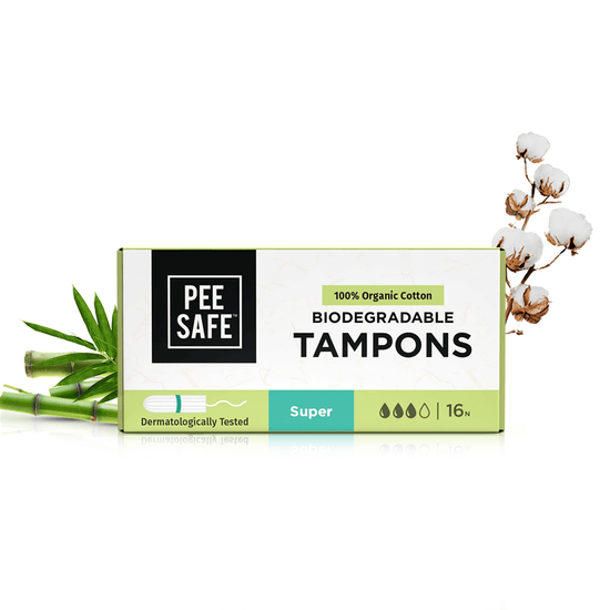 Pee Safe 100% Organic Cotton Biodegradable Tampons – Super