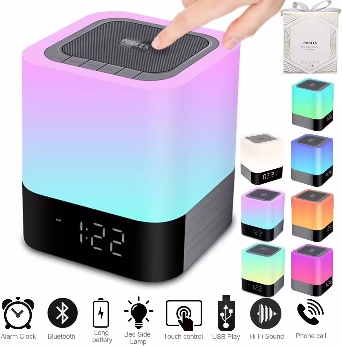 Pobees Bluetooth Speaker Alarm Clock