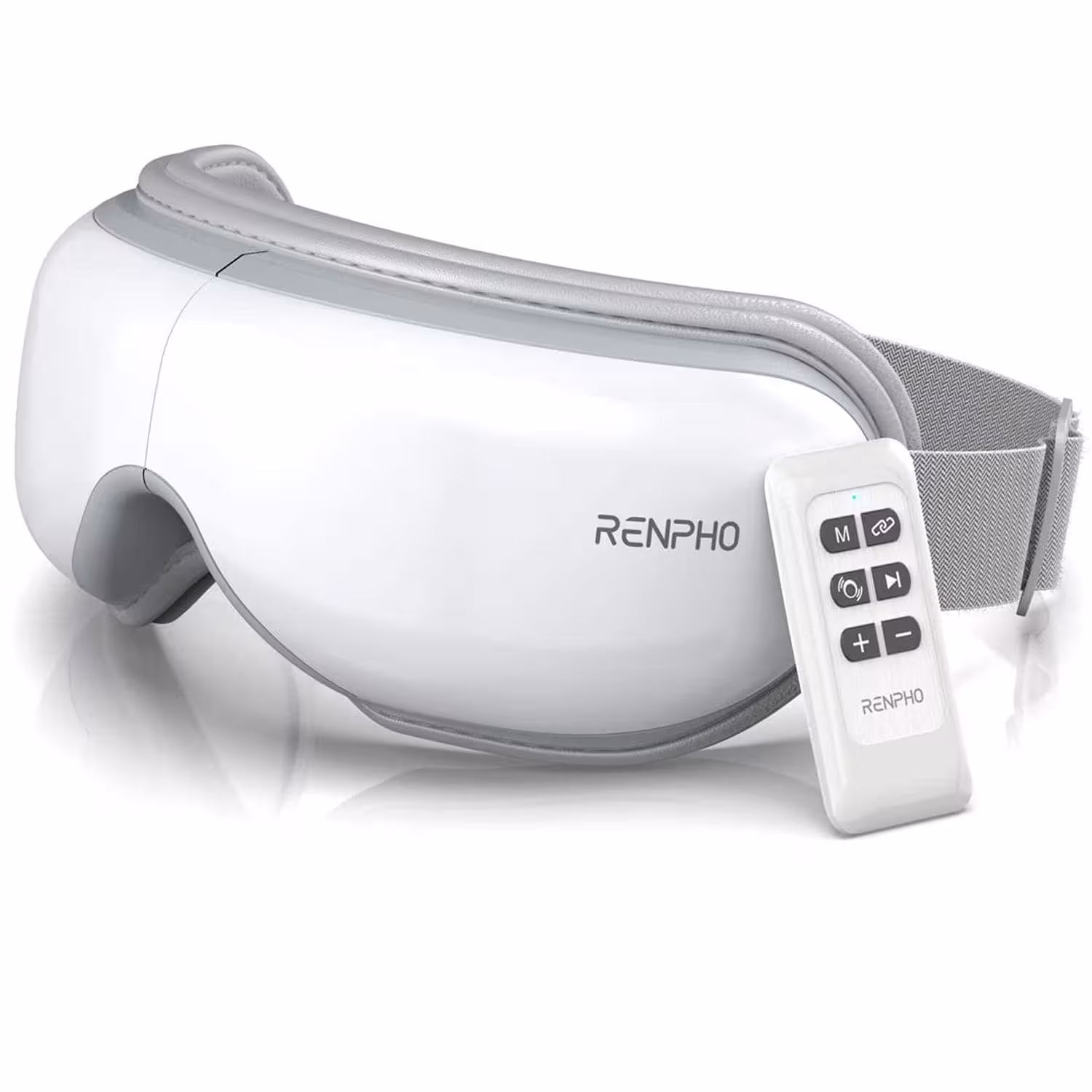 RENPHO Eye Massager with Heat, Bluetooth Music Heated Massager for Migraines, Relax and Reduce Eye Strain Dark Circles Eye Bags Dry Eye Improve Sleep, Ideal Gifts for Women/Men A-white