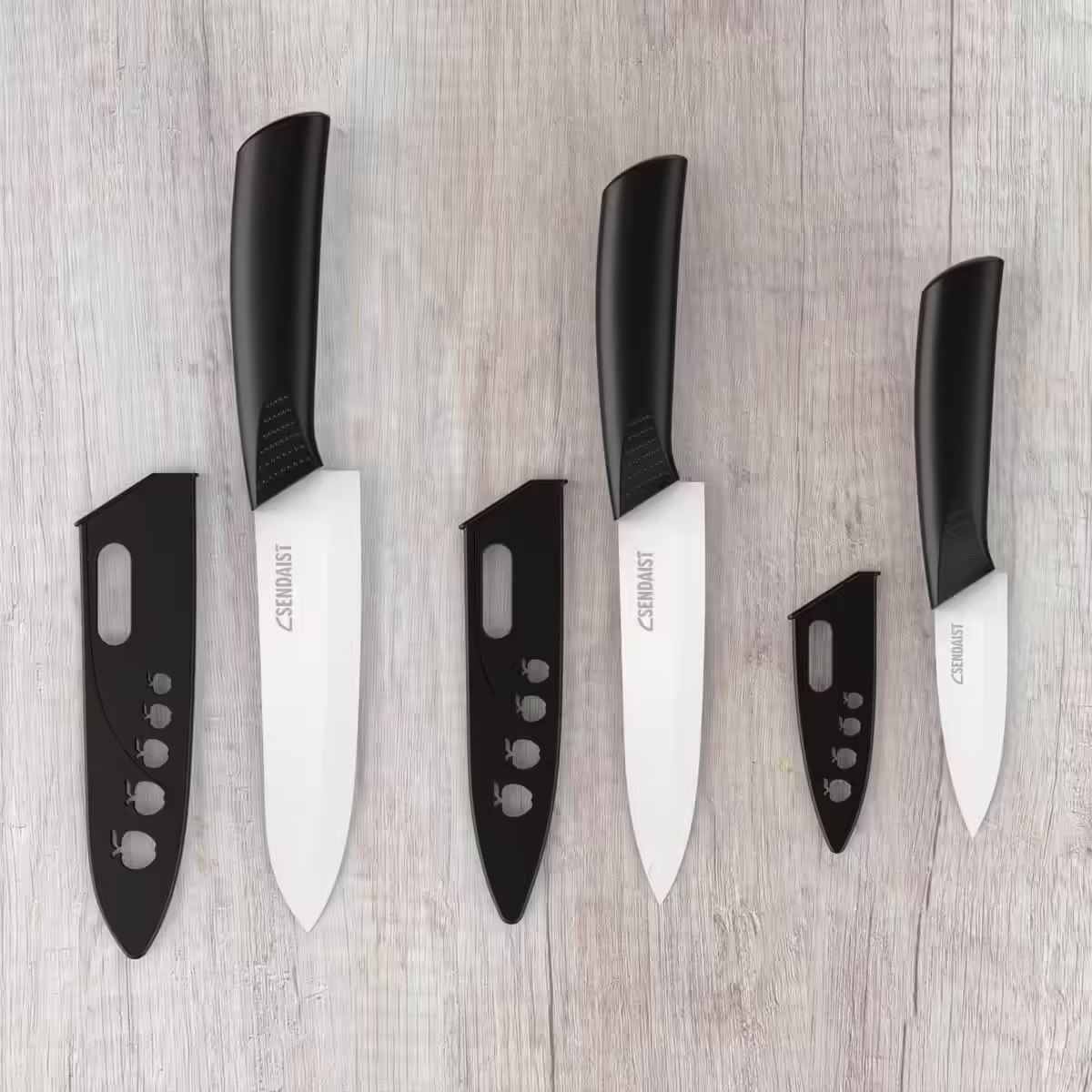 Sendaist Set Of Three Sharp Ceramic Kitchen Knives