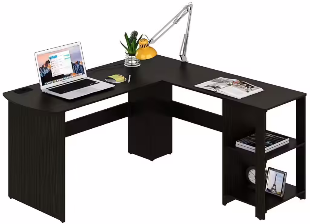 SHW L-Shaped Home Office Wood Corner Desk