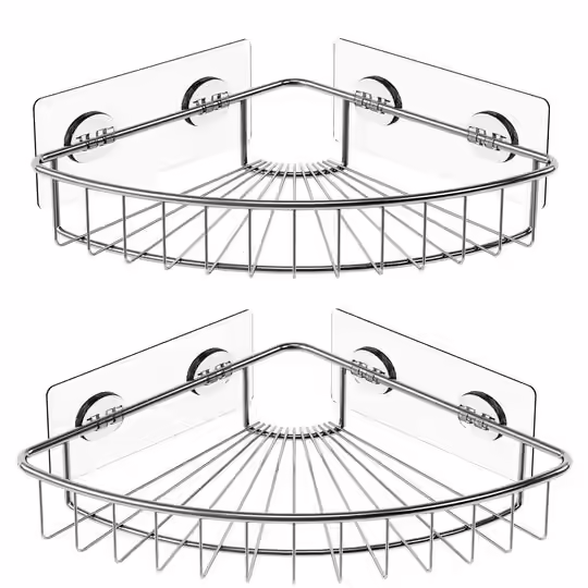 Smartake 2-Pack Stainless Steel Corner Shower Caddy – 01-Silver