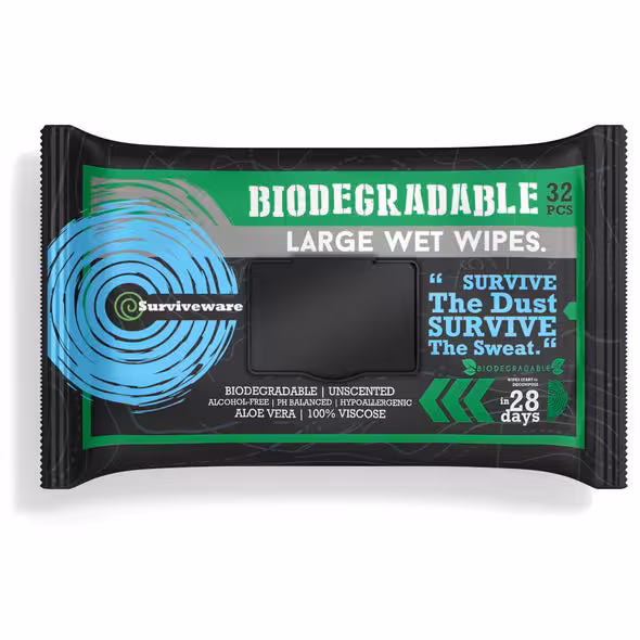 Surviveware Biodegradable Large Wet Wipes