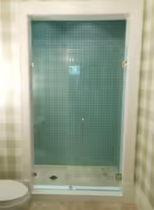 Tropical Art Glass Custom Frameless Shower Door