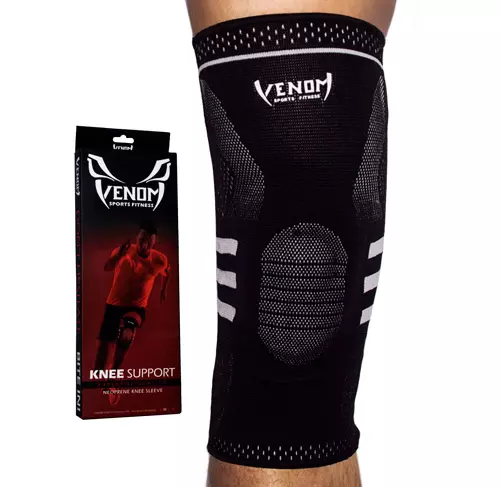 Venom Knee Sleeve Compression Brace - Elastic Support & Side Stabilizers, Runner's Knee, Jumper's Knee, Arthritis Pain, ACL, Basketball, Soccer, Crossfit, Lifting, Running, Sports, Men, Women Extra-Large