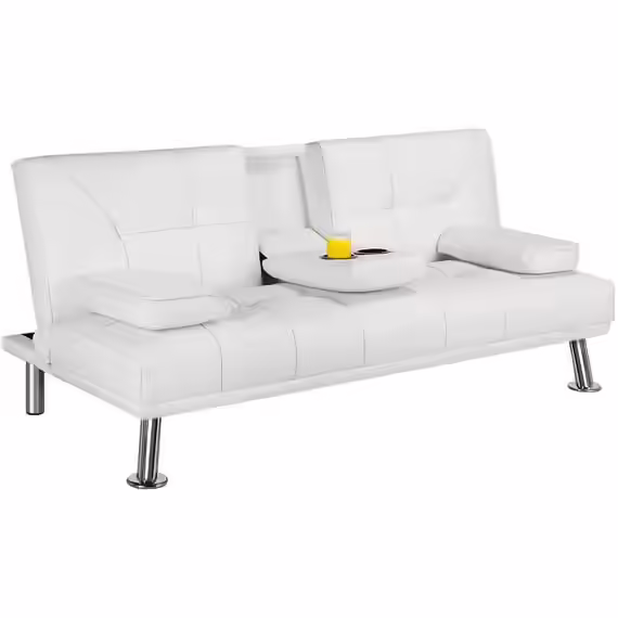 Yaheetech Convertible Futon Modern Recliner Sofa Bed – White